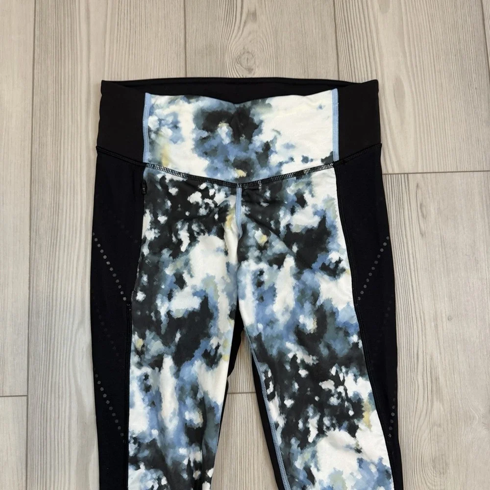 Lululemon Leggings Womens‎ 6 Blue Black Print Stop At Nothing Crop Yoga Gym